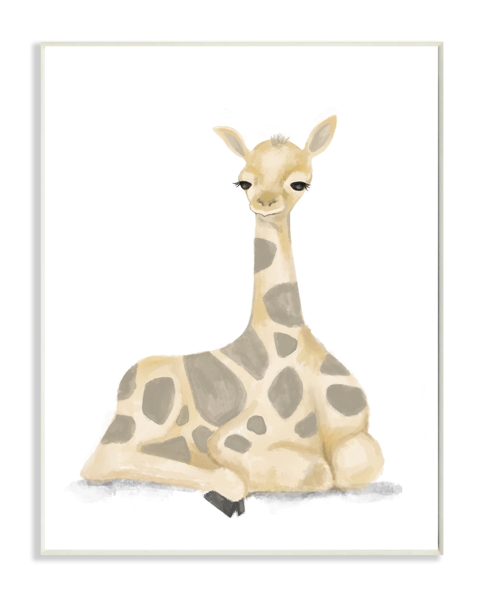 Stupell Industries Baby Giraffe Resting Soft Yellow Brown Illustration Wall Plaque, 10 x 15, Design by Daphne Polselli