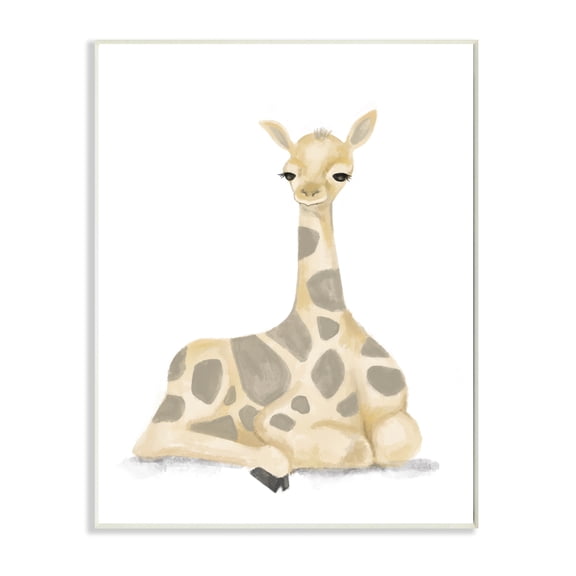 Stupell Industries Baby Giraffe Resting Soft Yellow Brown Illustration Wall Plaque, 10 x 15, Design by Daphne Polselli