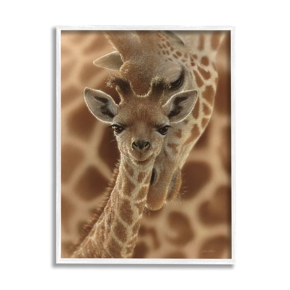 Stupell Industries Baby Giraffe with Mother Patterned Safari Animal Hug, 11 x 14, Design by Collin Bogle