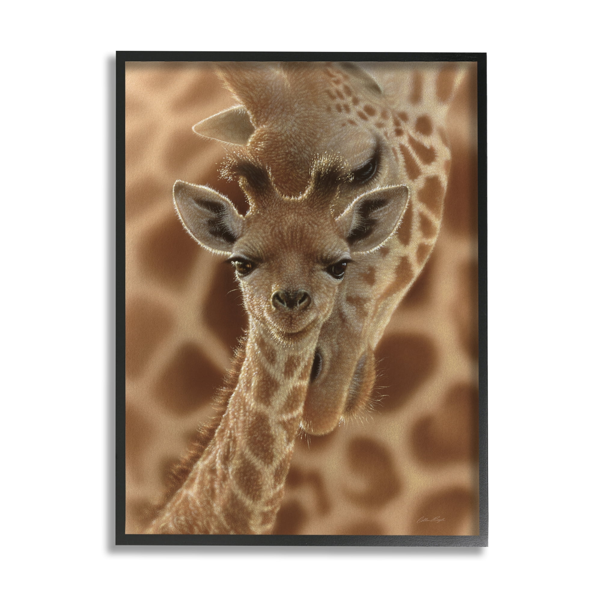 Stupell Industries Baby Giraffe with Mother Patterned Safari Animal Hug, 16 x 20, Design by Collin Bogle