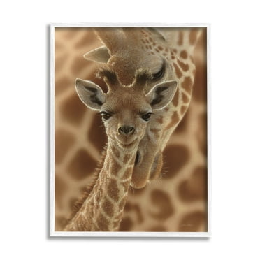 Stupell Industries Baby Giraffe with Mother Patterned Safari Animal Hug, 24 x 30, Design by Collin Bogle