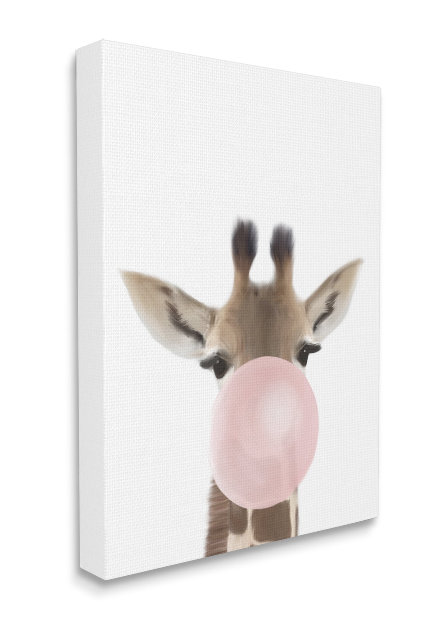 Stupell Industries Baby Giraffe with Pink Bubble Gum Safari Animal Canvas Wall Art, 36 x 48, Design by Leah Straatsma