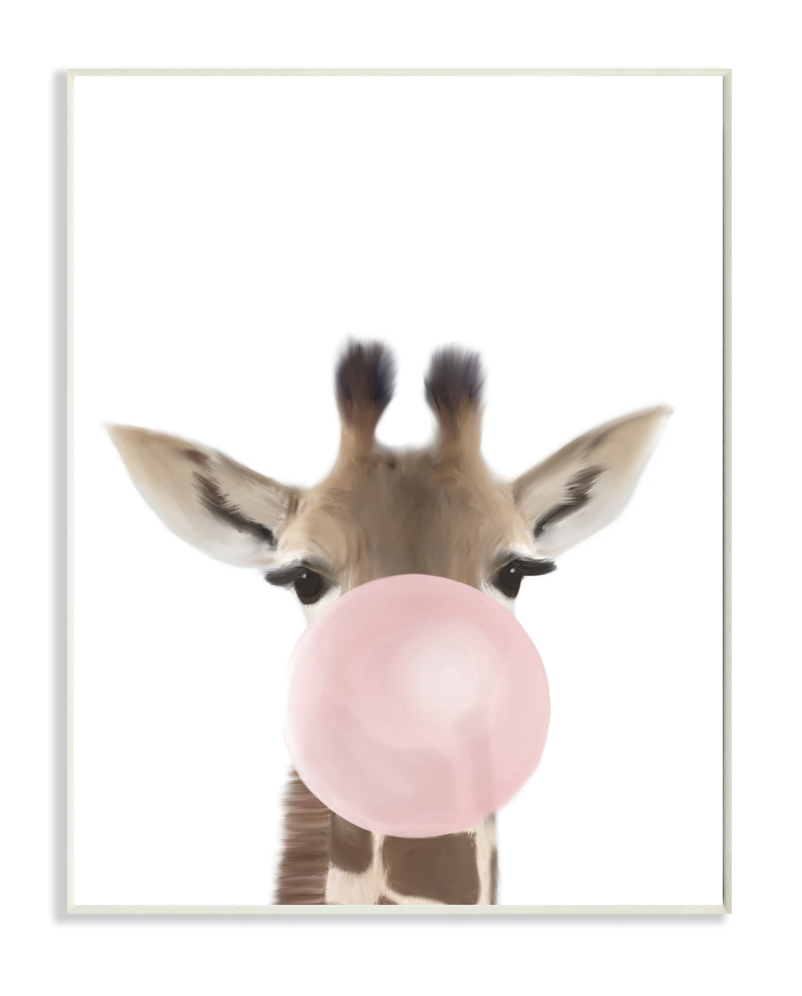 Stupell Industries Baby Giraffe with Pink Bubble Gum Safari Animal Wall Plaque, 13 x 19, Design by Leah Straatsma