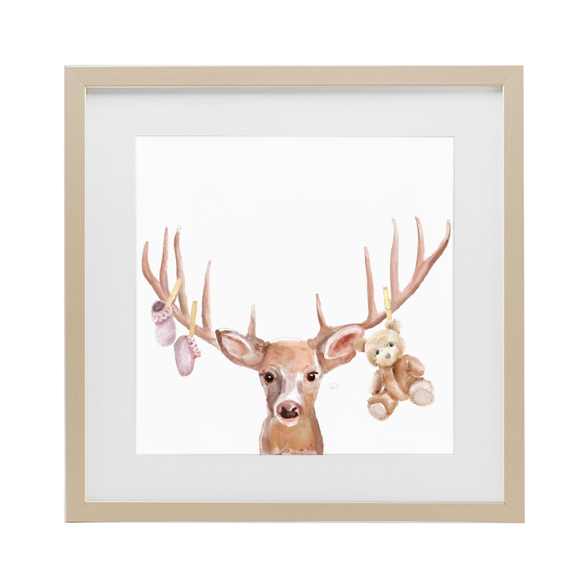 Stupell Industries Baby Girl Deer Antlers Birch Framed Print Under Glass, design by Ali Lynne