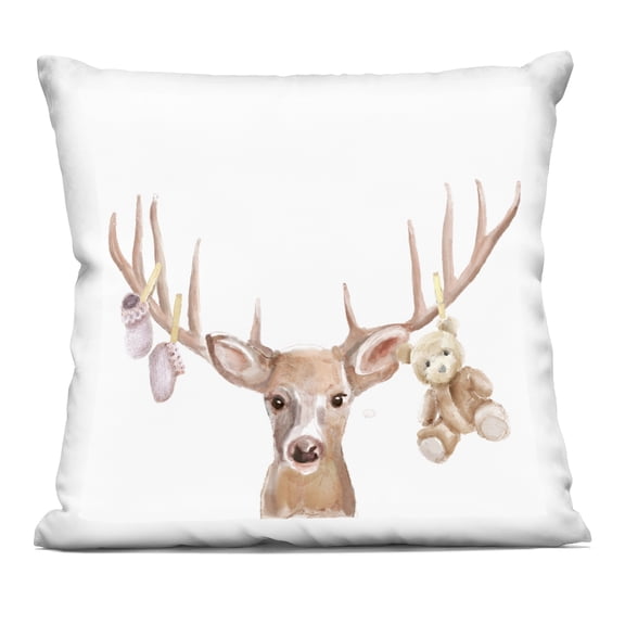 Stupell Industries Baby Girl Deer Antlers Decorative Printed Throw Pillow, design by Ali Lynne, 18 x 7 x 18