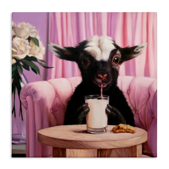 Stupell Industries Baby Goat Sipping Milk Canvas Wall Art design by Lucia Heffernan, 17 x 17