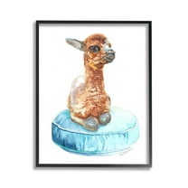Stupell Industries Baby Goat on Pillow Animals & Insects Painting Black Framed Art Print Wall Art, 11 x 14