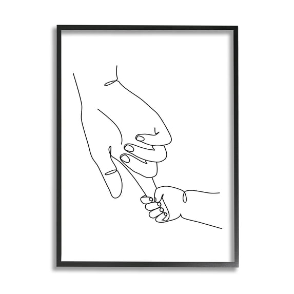 Stupell Industries Baby Hands Holding Index Finger Minimal Line Drawing, 11 x 14, Designed by JJ Design House LLC