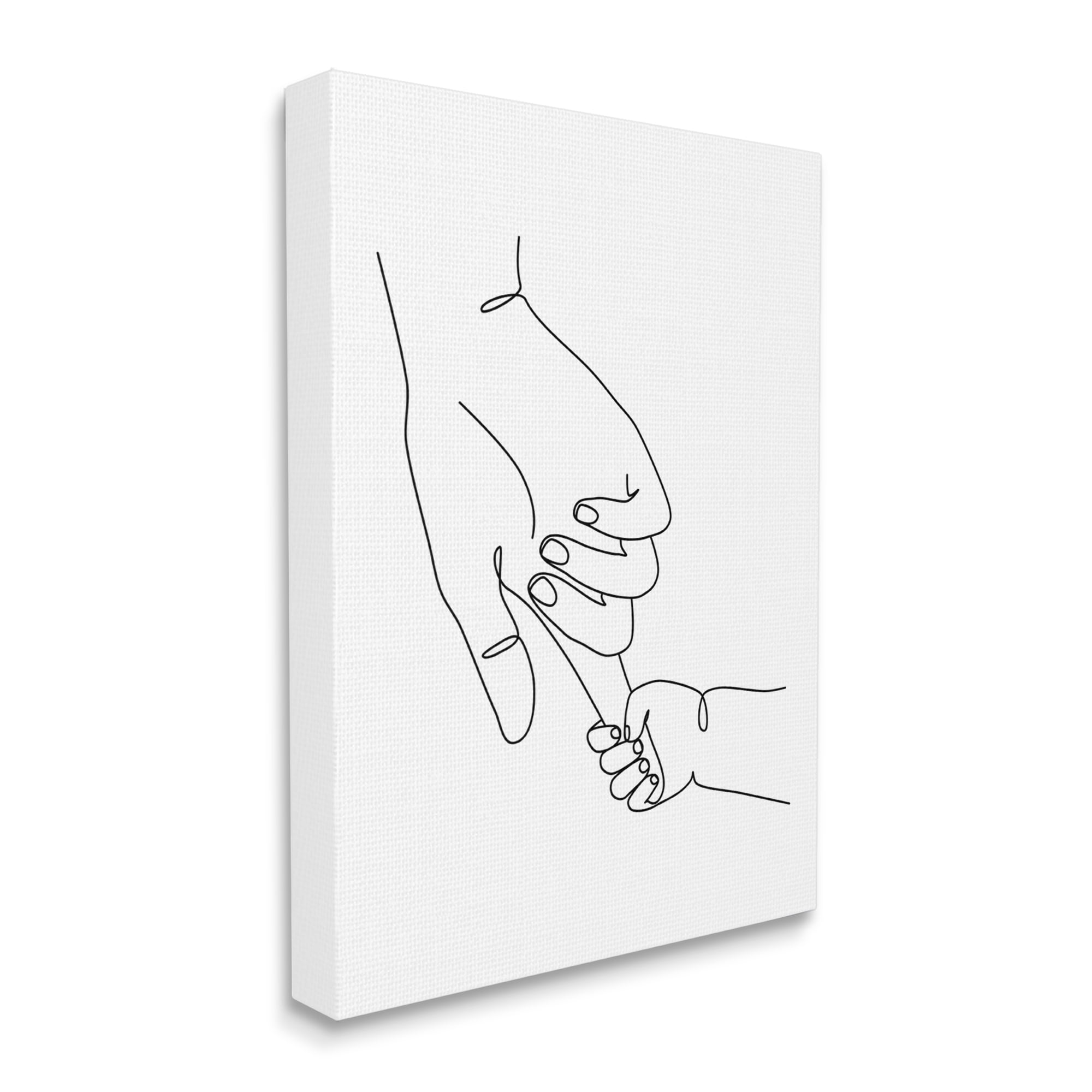 Stupell Industries Baby Hands Holding Index Finger Minimal Line Drawing, 30 x 40, Designed by JJ Design House LLC