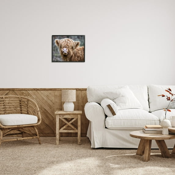 Stupell Industries Baby Highland Calf Cattle Licking Lips Country Farmland Photograph Black Framed Art Print Wall Art, Design by James Dobson