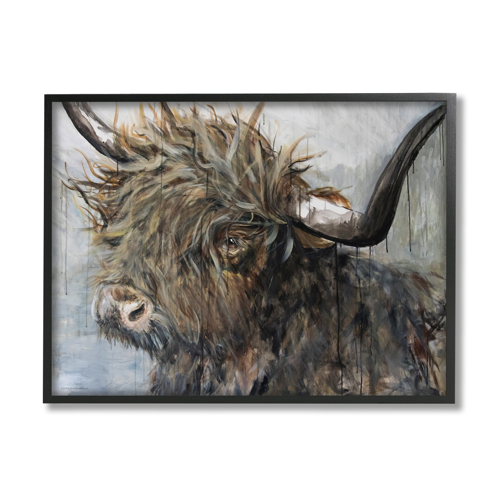 Stupell Industries Baby Highland Cattle Portrait Rustic Rain P. Drip, 14 x 11, Design by Kamdon Kreations