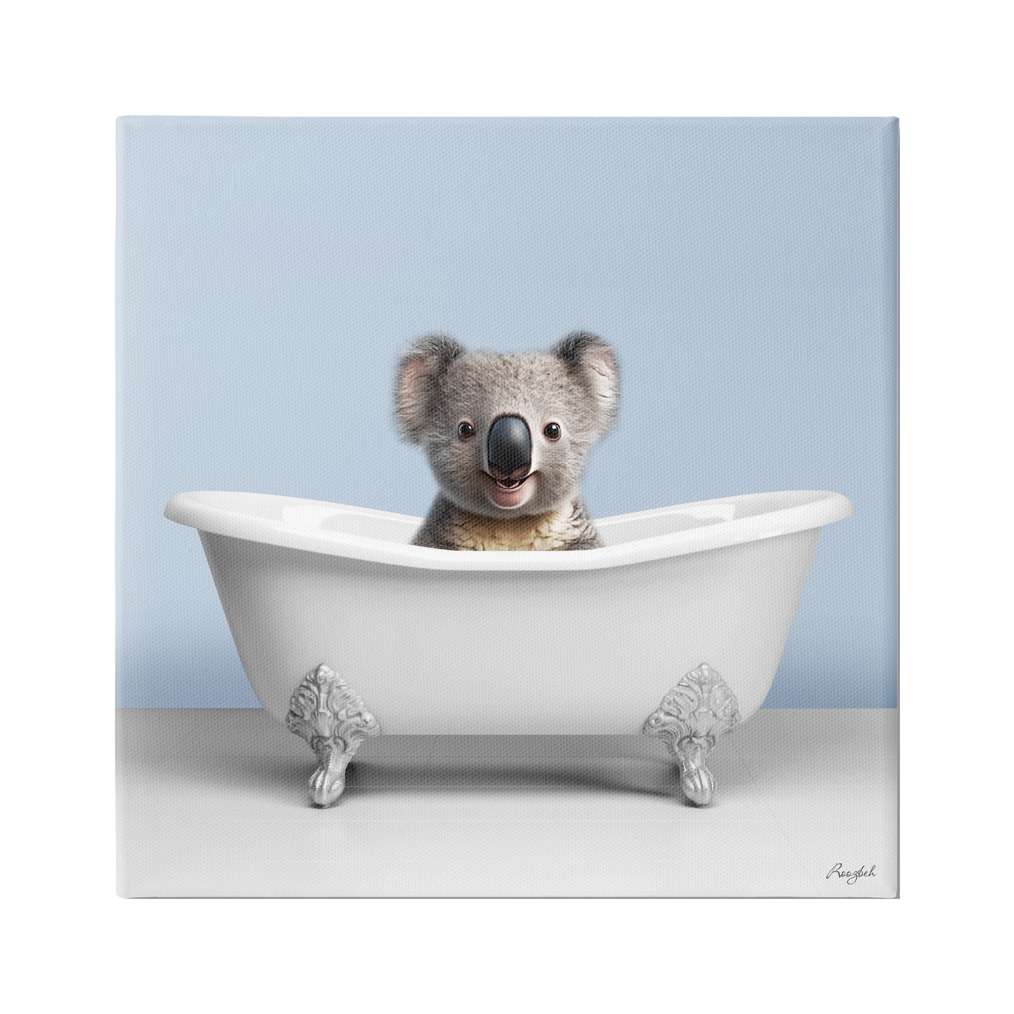 Stupell Industries Baby Koala in Bathtub Animals & Insects Painting Gallery Wrapped Canvas Art Print Wall Art, 36 x 36