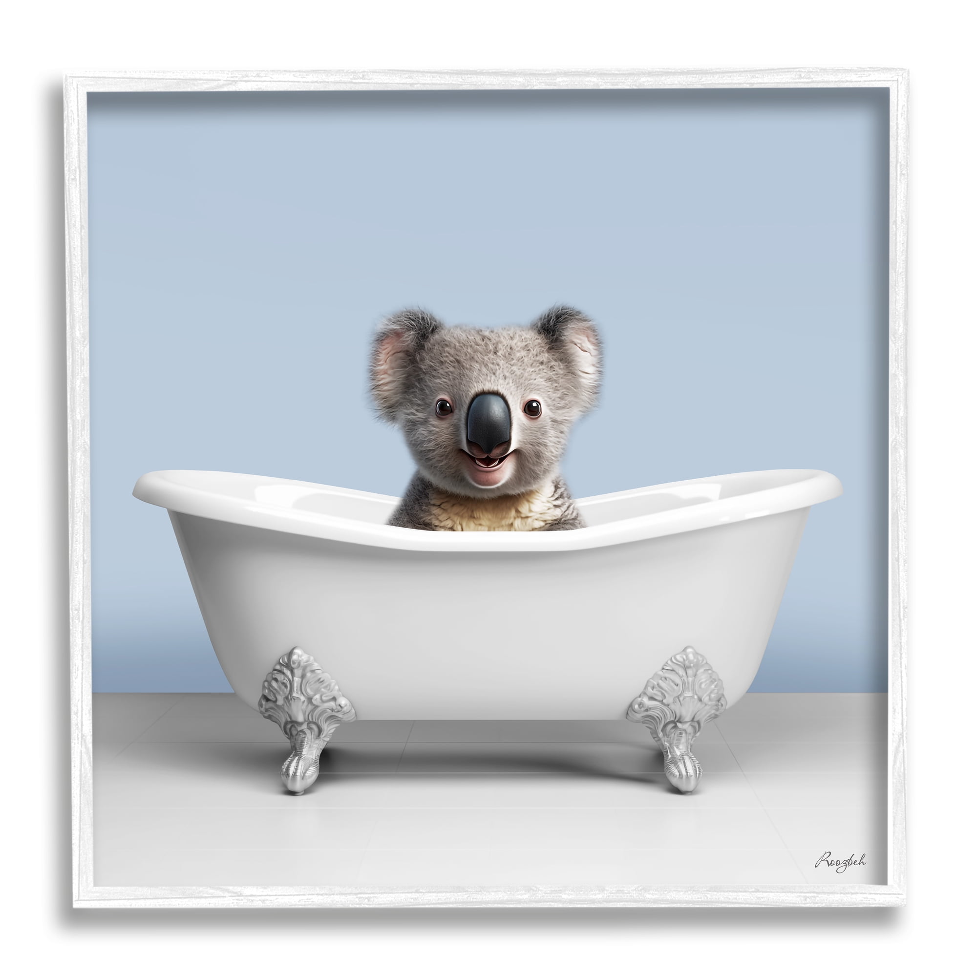 Stupell Industries Baby Koala in Bathtub Animals & Insects Painting White Framed Art Print Wall Art, 12 x 12