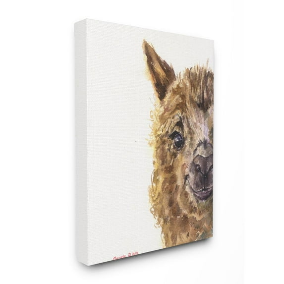 Stupell Industries Baby Llama Head Watercolor Painting Canvas Wall Art by George Dyachenko