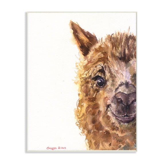 Stupell Industries Baby Llama Head Watercolor Painting Wall Plaque Art by George Dyachenko