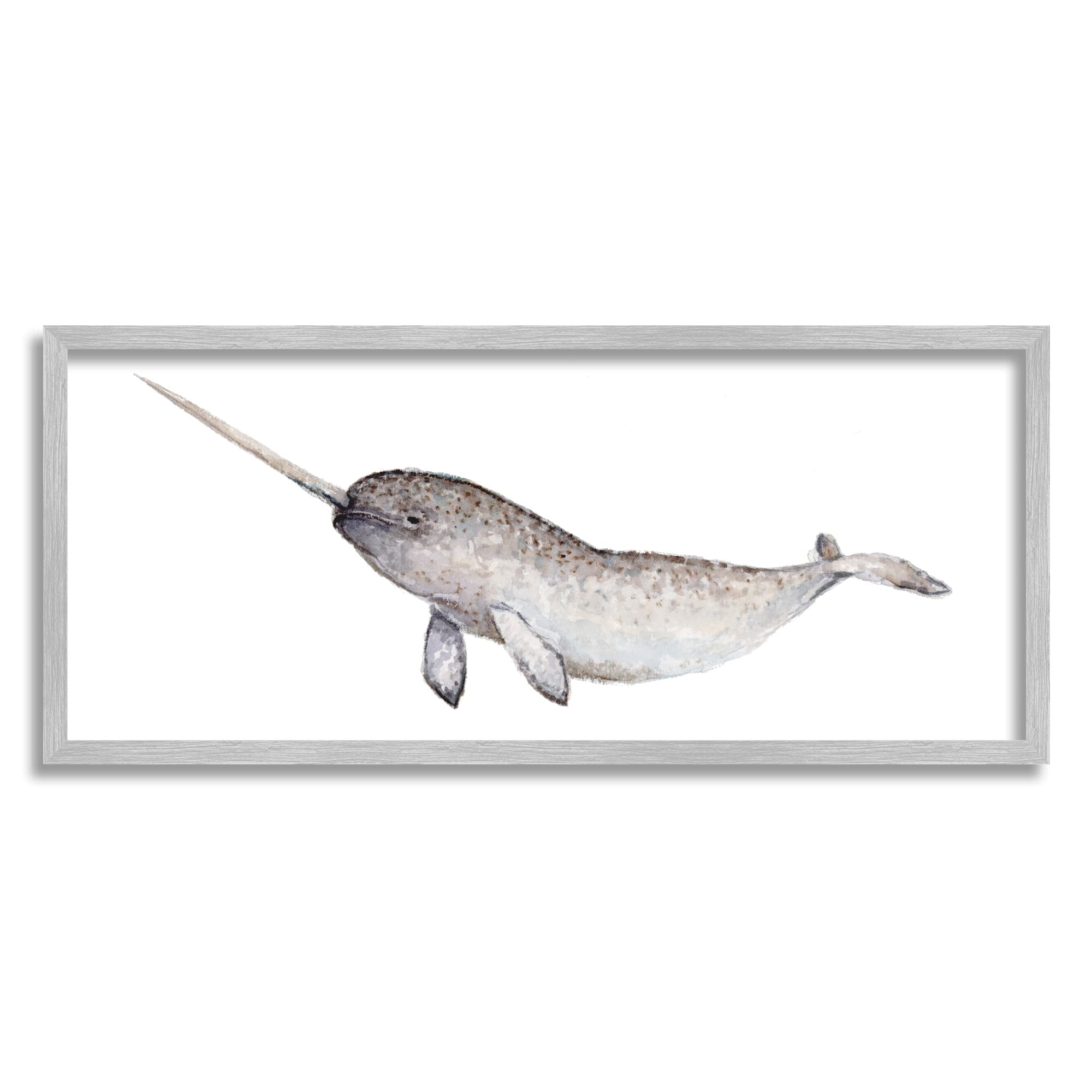 Stupell Industries Baby Narwhal Watercolor Painting Children's Nursery Aquatic Animal, 24 x 10,Design by Fox Hollow Studios