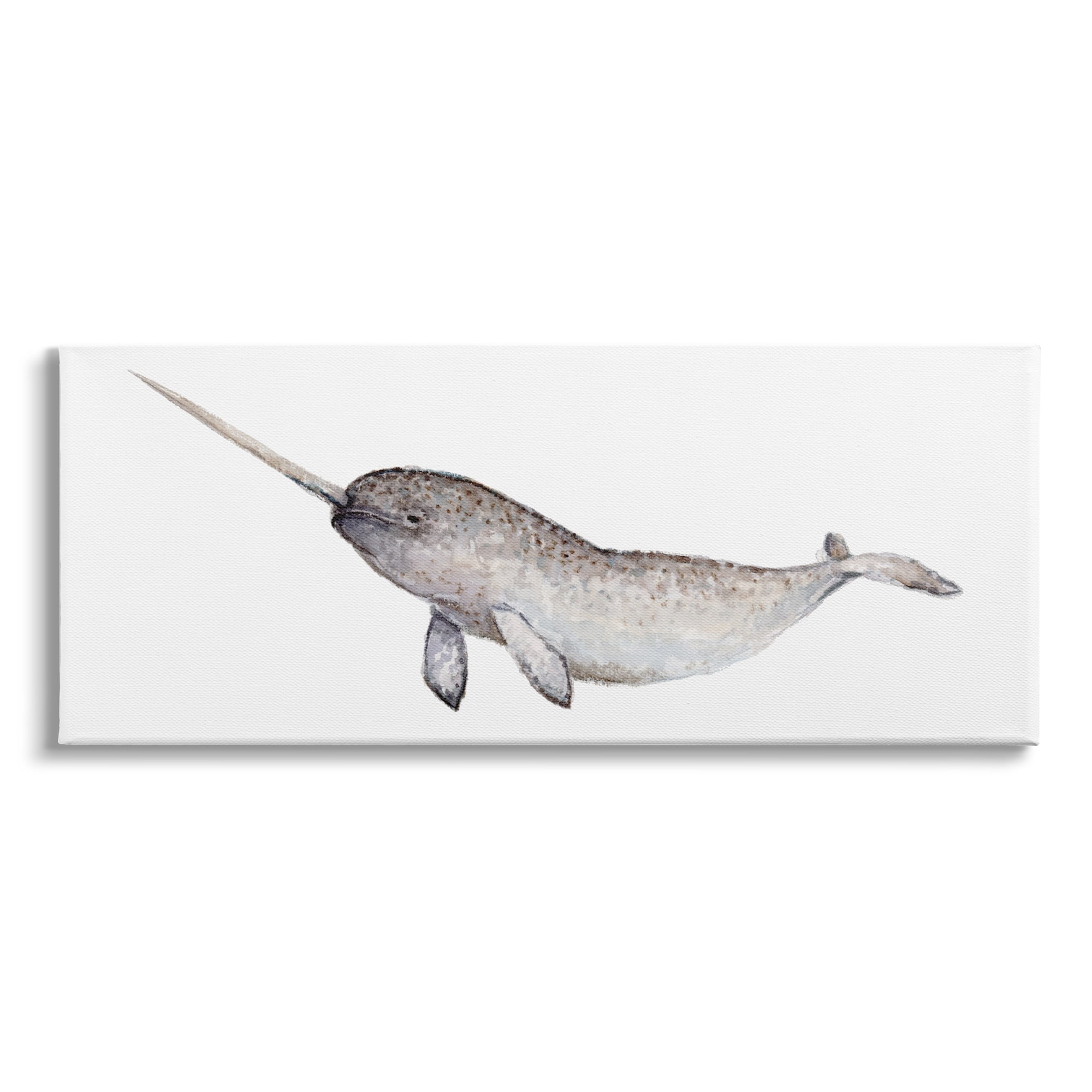 Stupell Industries Baby Narwhal Watercolor Painting Children's Nursery Aquatic Animal, 40 x 17,Design by Fox Hollow Studios