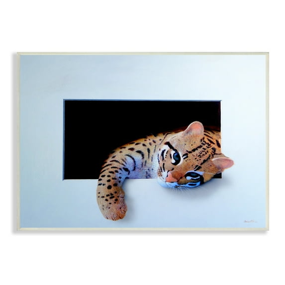Stupell Industries Baby Ocelot Cat Relaxing Paw Dark Mysterious Space Painting Unframed Art Print Wall Art, Design by Alan Weston