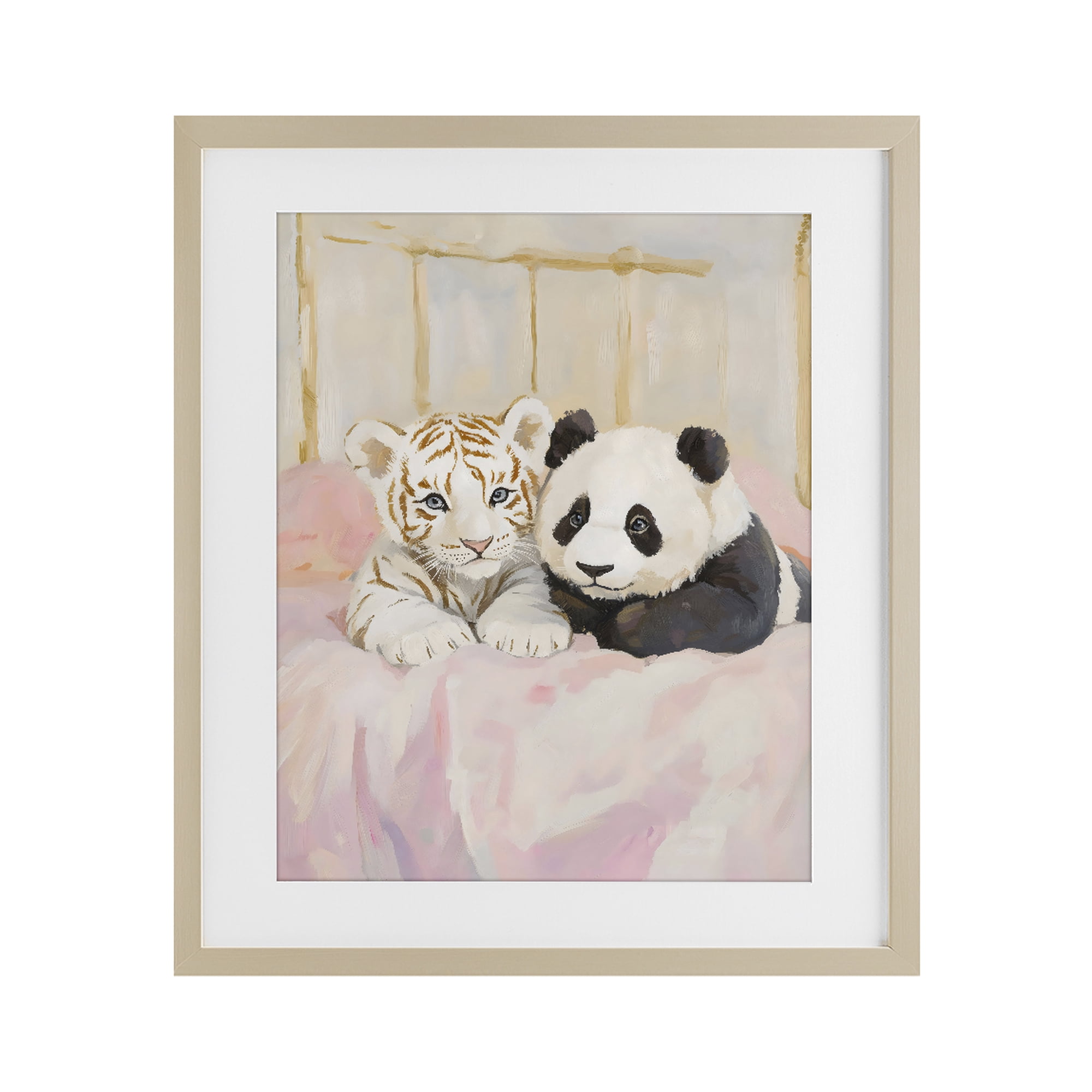 Stupell Industries Baby Panda & Tiger Cuddles Birch Framed Print Under Glass, design by The Prints Vibe