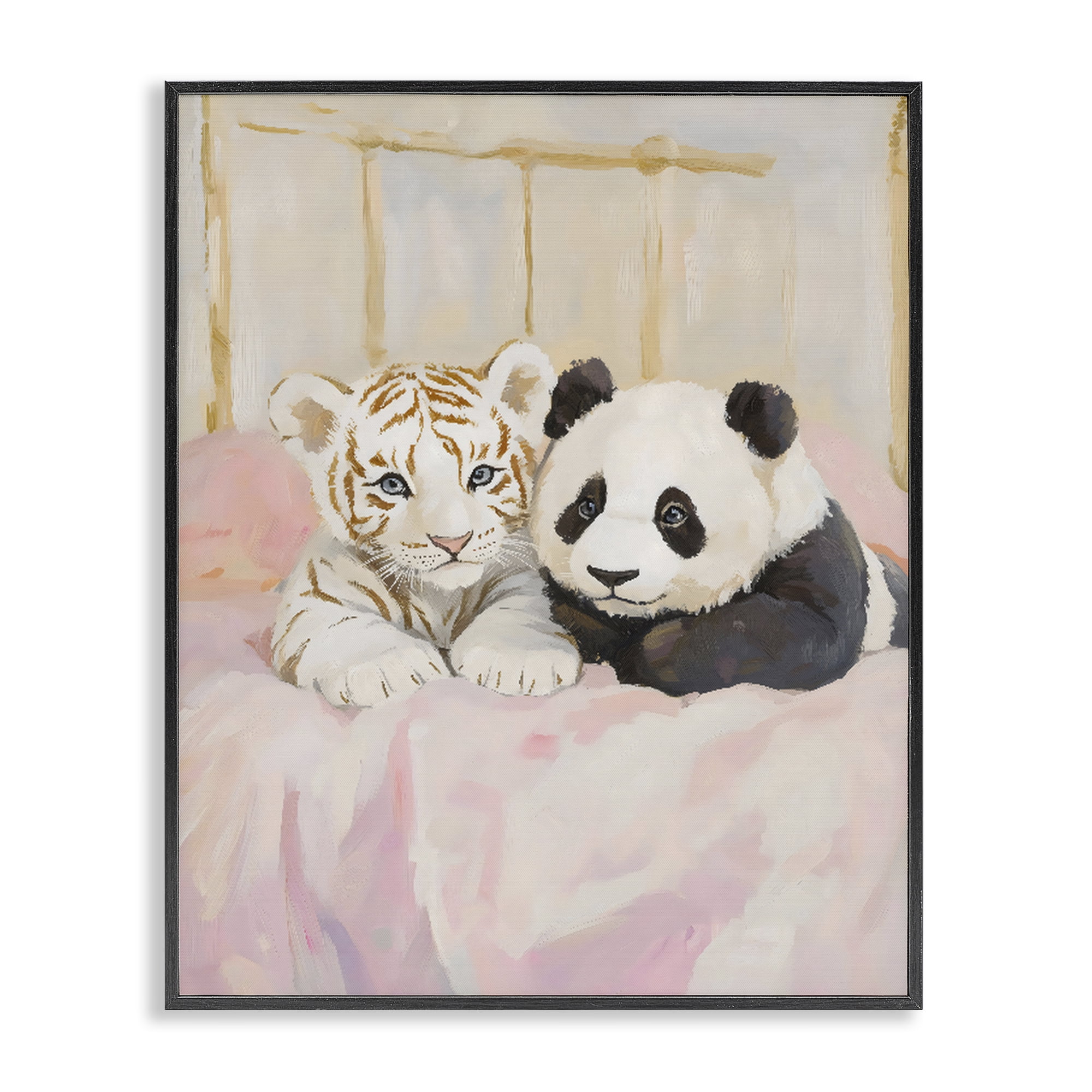 Stupell Industries Baby Panda & Tiger Cuddles Black Framed Giclee Art, design by The Prints Vibe