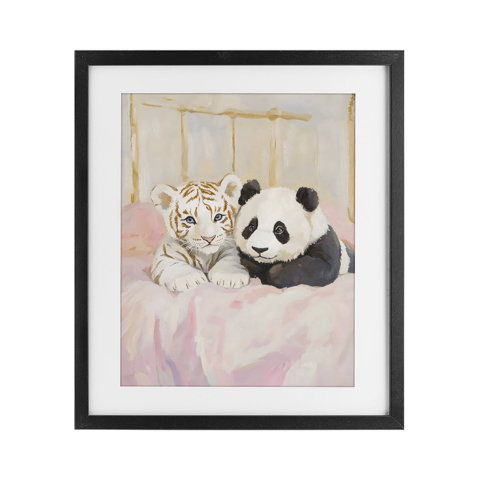 Stupell Industries Baby Panda & Tiger Cuddles Black Framed Print Under Glass, design by The Prints Vibe