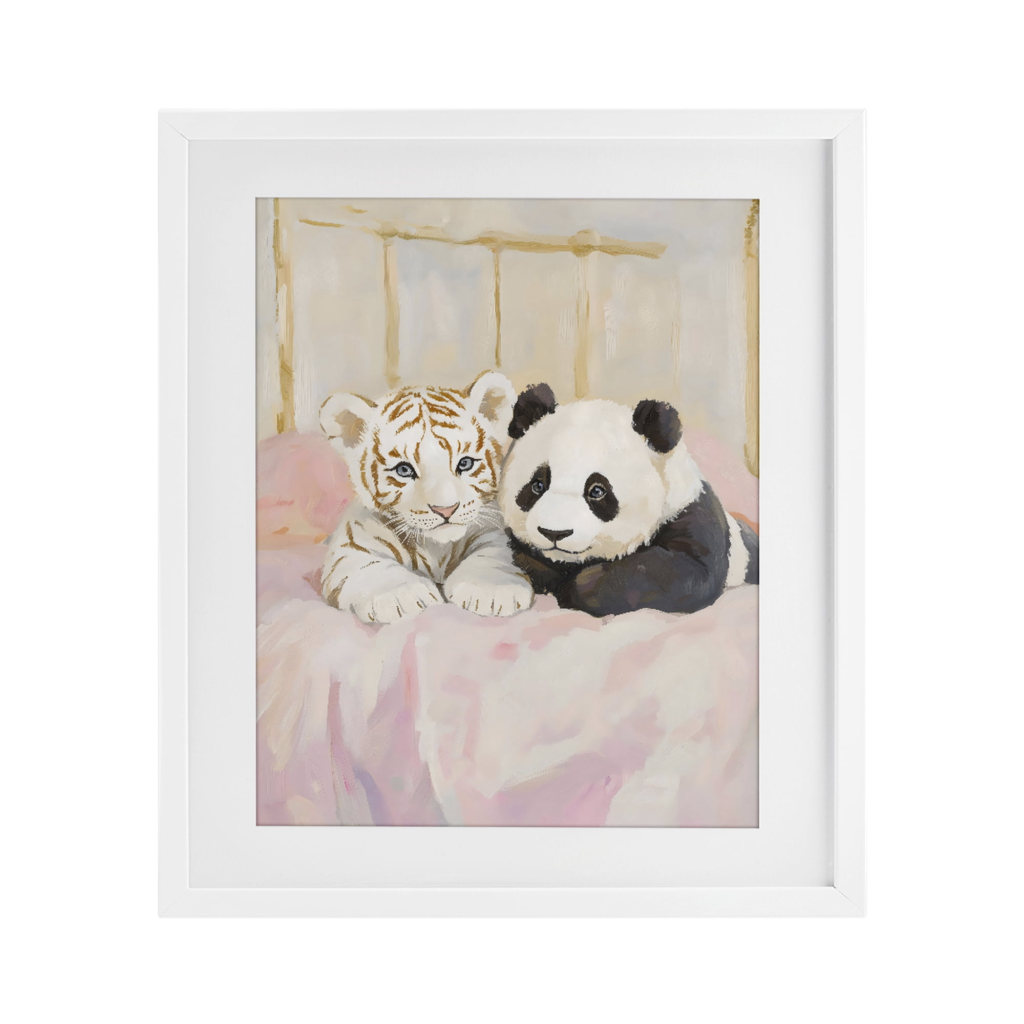 Stupell Industries Baby Panda & Tiger Cuddles White Framed Print Under Glass, design by The Prints Vibe