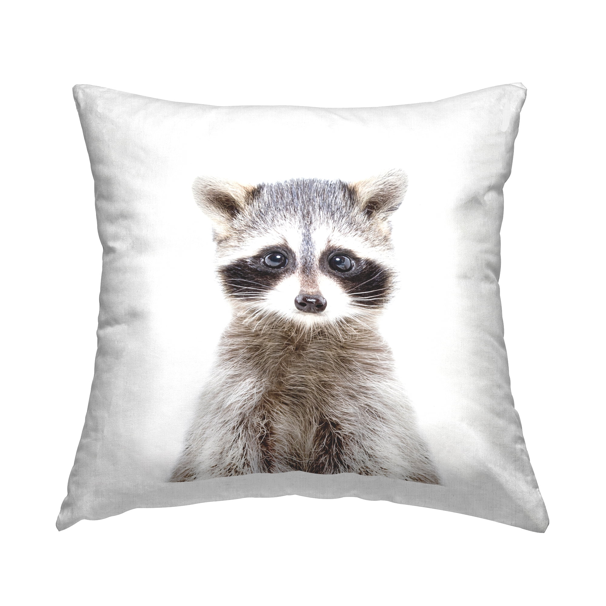 Stupell Industries Baby Raccoon Face Wildlife Animal Square Decorative Printed Throw Pillow, 18 x 18,