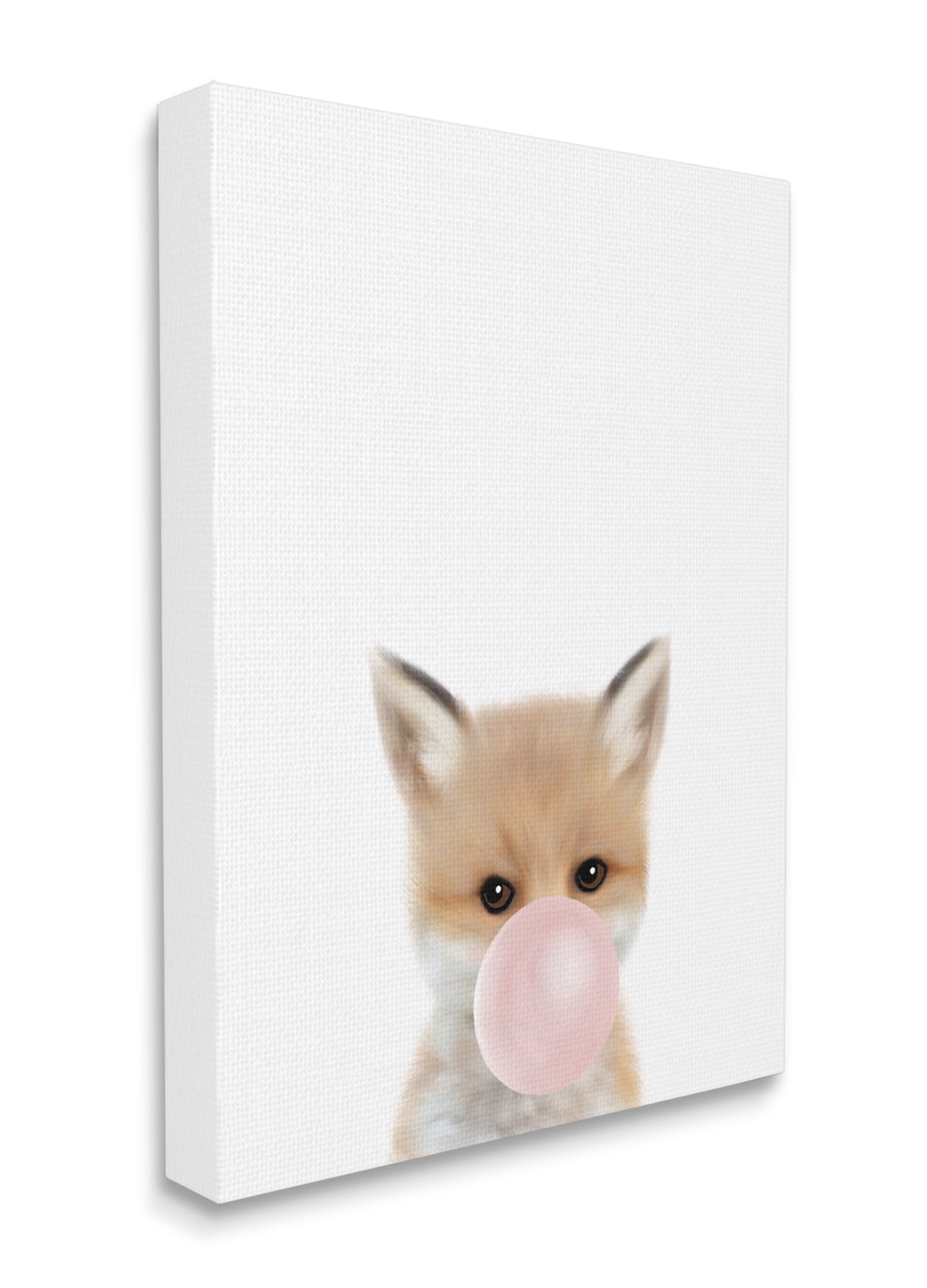 Stupell Industries Baby Red Fox with Pink Bubble Gum Woodland Animal Canvas Wall Art, 30 x 40, Design by Leah Straatsma