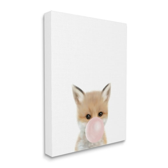 Stupell Industries Baby Red Fox with Pink Bubble Gum Woodland Animal Canvas Wall Art, 30 x 40, Design by Leah Straatsma