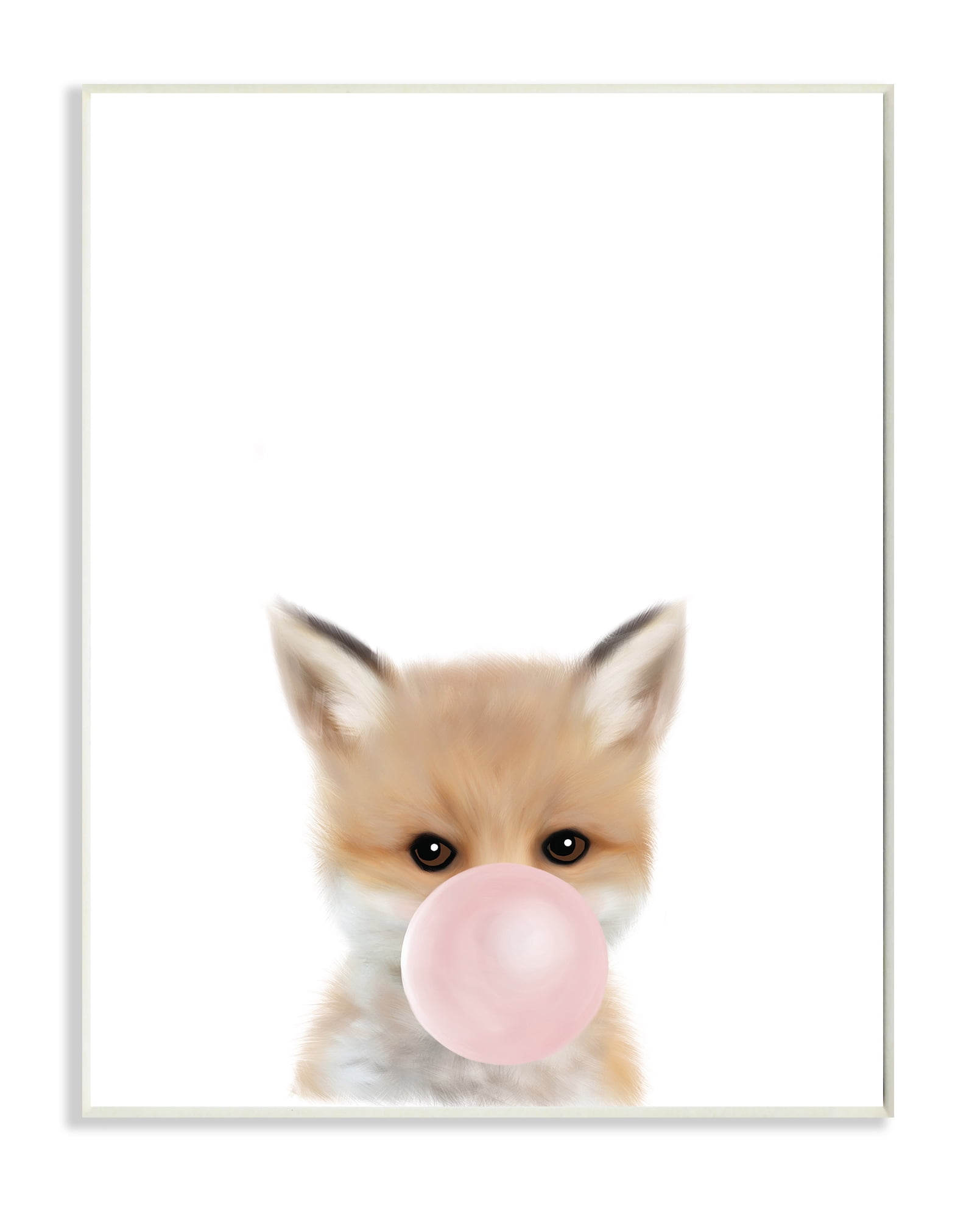 Stupell Industries Baby Red Fox with Pink Bubble Gum Woodland Animal Wall Plaque, 10 x 15, Design by Leah Straatsma