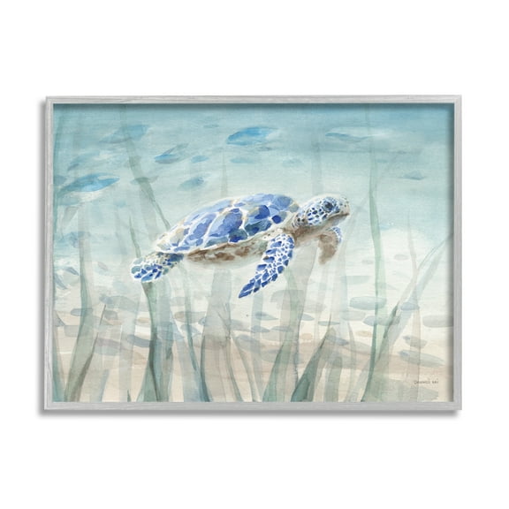Stupell Industries Baby Sea Turtle Blue Speckled Aquatic Animal Ocean, 30 x 24, Design by Danhui Nai