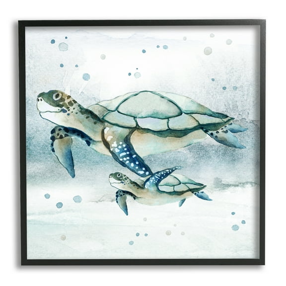 Stupell Industries Baby Sea Turtle Bubbles Animals & Insects Painting Black Framed Art Print Wall Art, 12 x 12