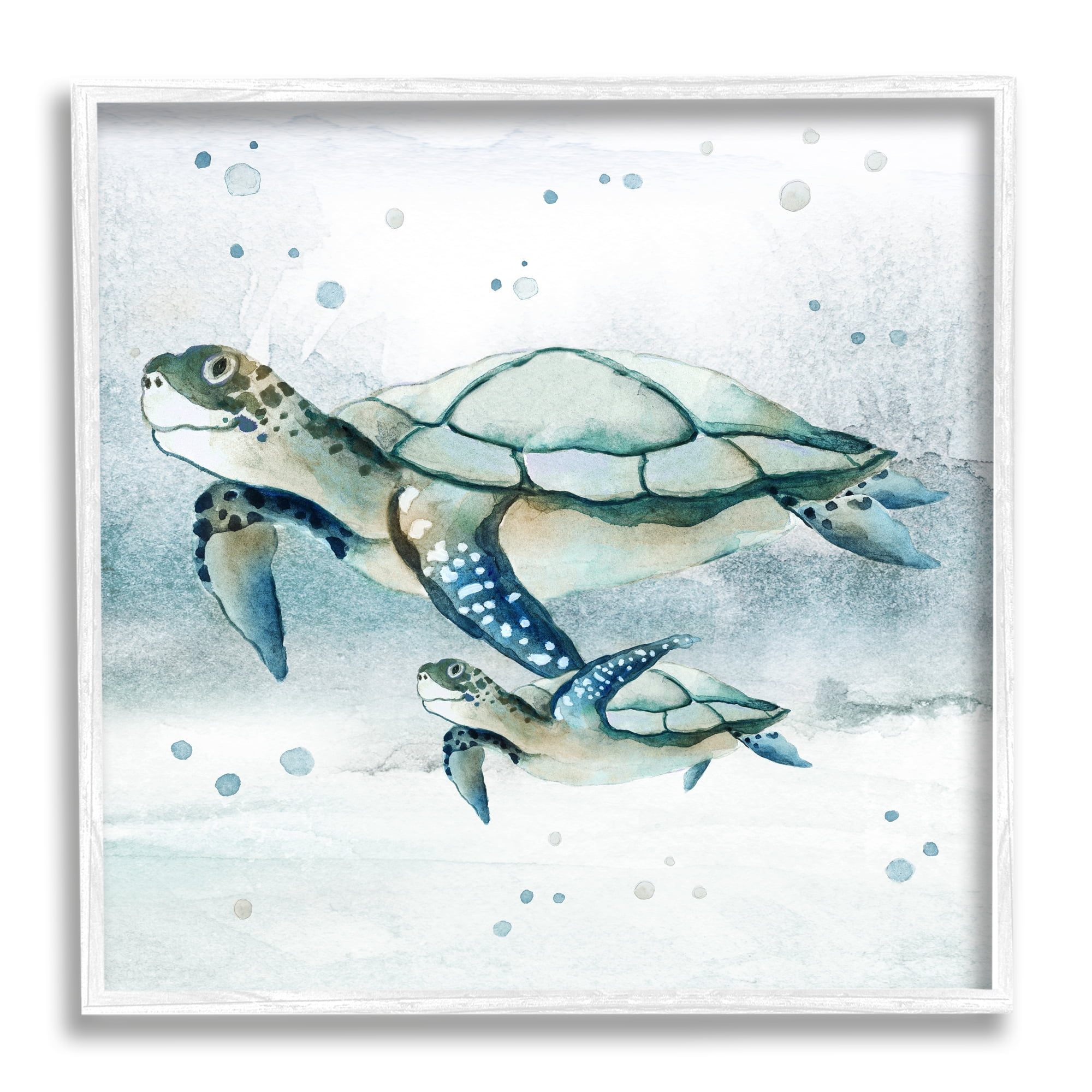 Stupell Industries Baby Sea Turtle Bubbles Animals & Insects Painting White Framed Art Print Wall Art, 24 x 24