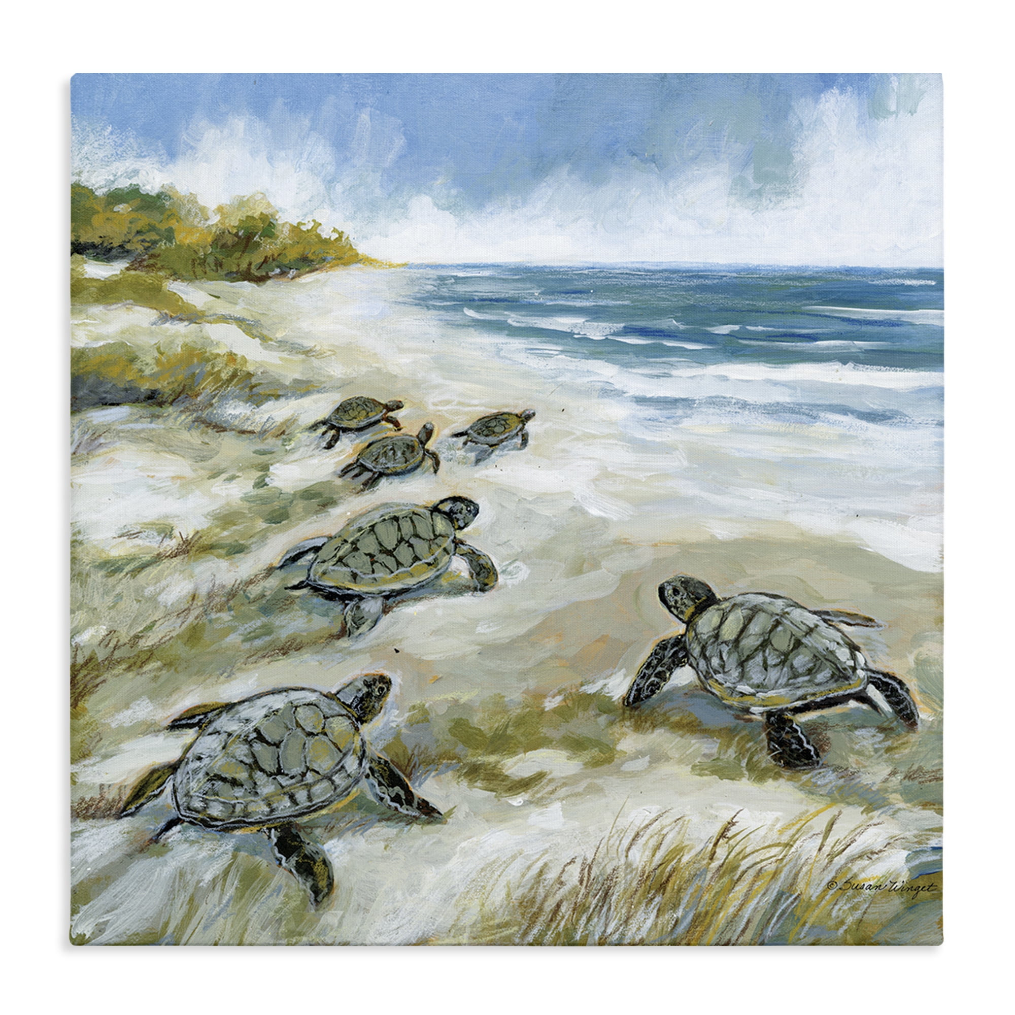 Stupell Industries Baby Sea Turtles on Beach Canvas Wall Art, design by Susan Winget