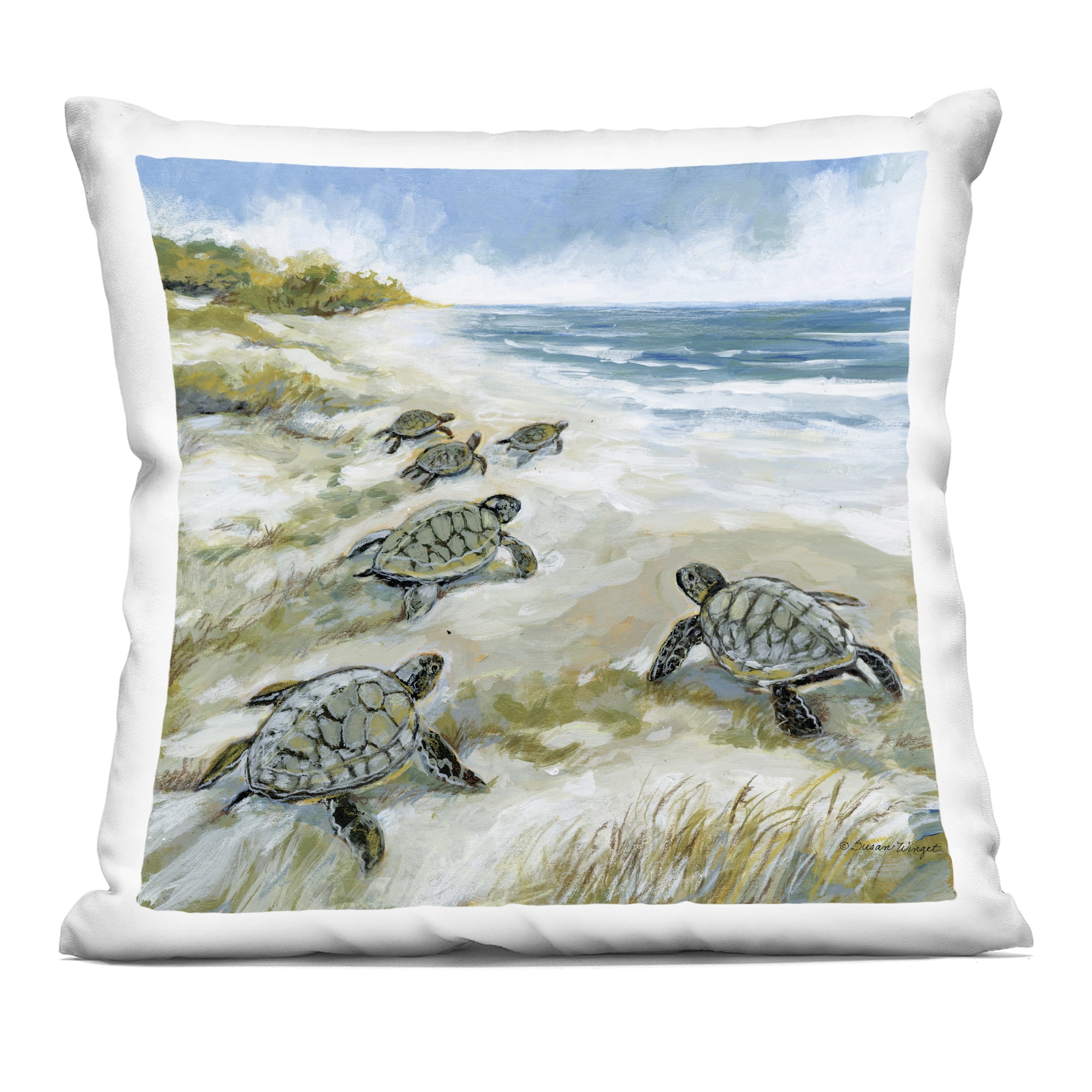 Stupell Industries Baby Sea Turtles on Beach Decorative Printed Throw Pillow, design by Susan Winget, 18 x 7 x 18