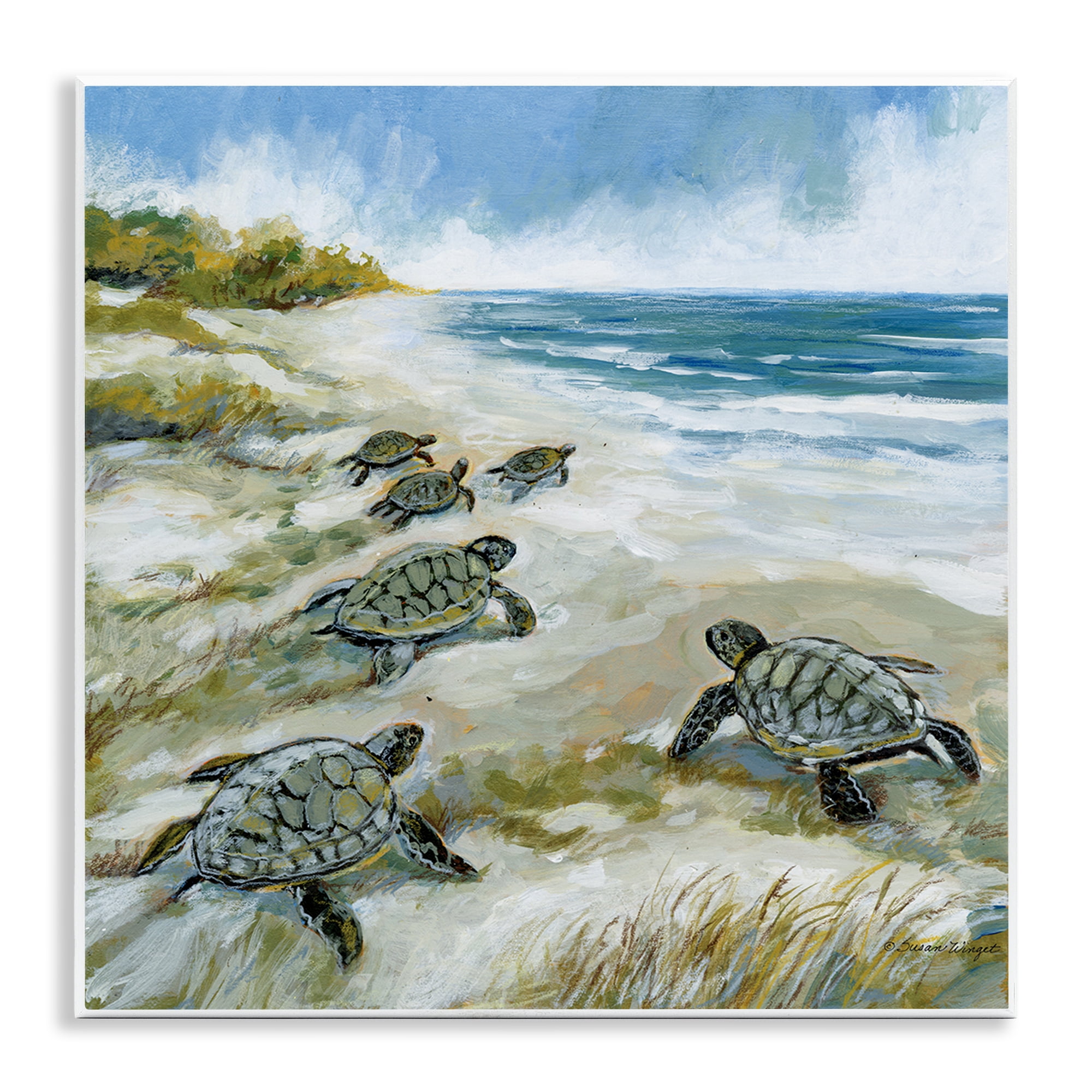 Stupell Industries Baby Sea Turtles on Beach Wall Plaque Art, design by Susan Winget