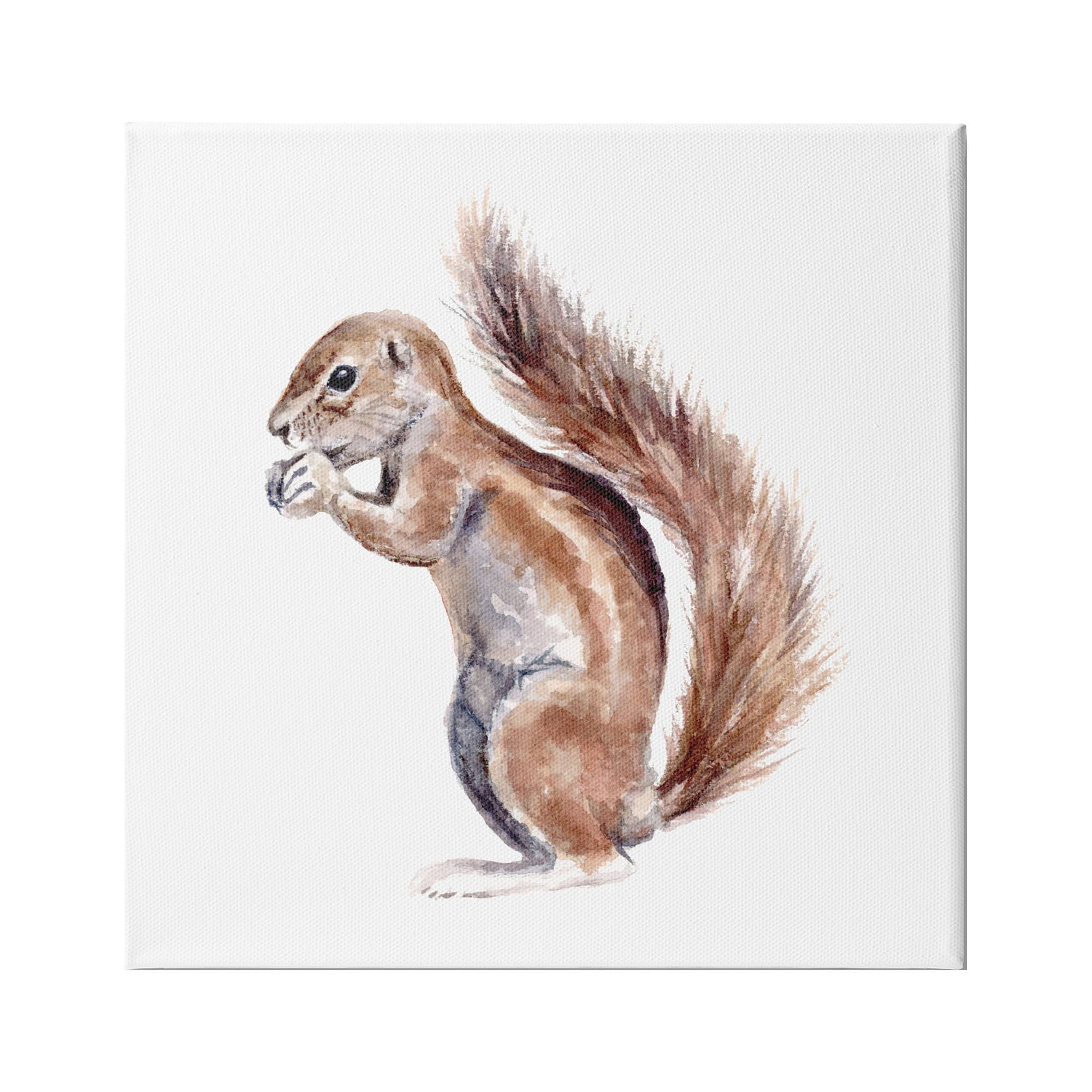 Stupell Industries Baby Squirrel Watercolor Painting Kids' Wild Animal, 17 x 17,Design by Fox Hollow Studios