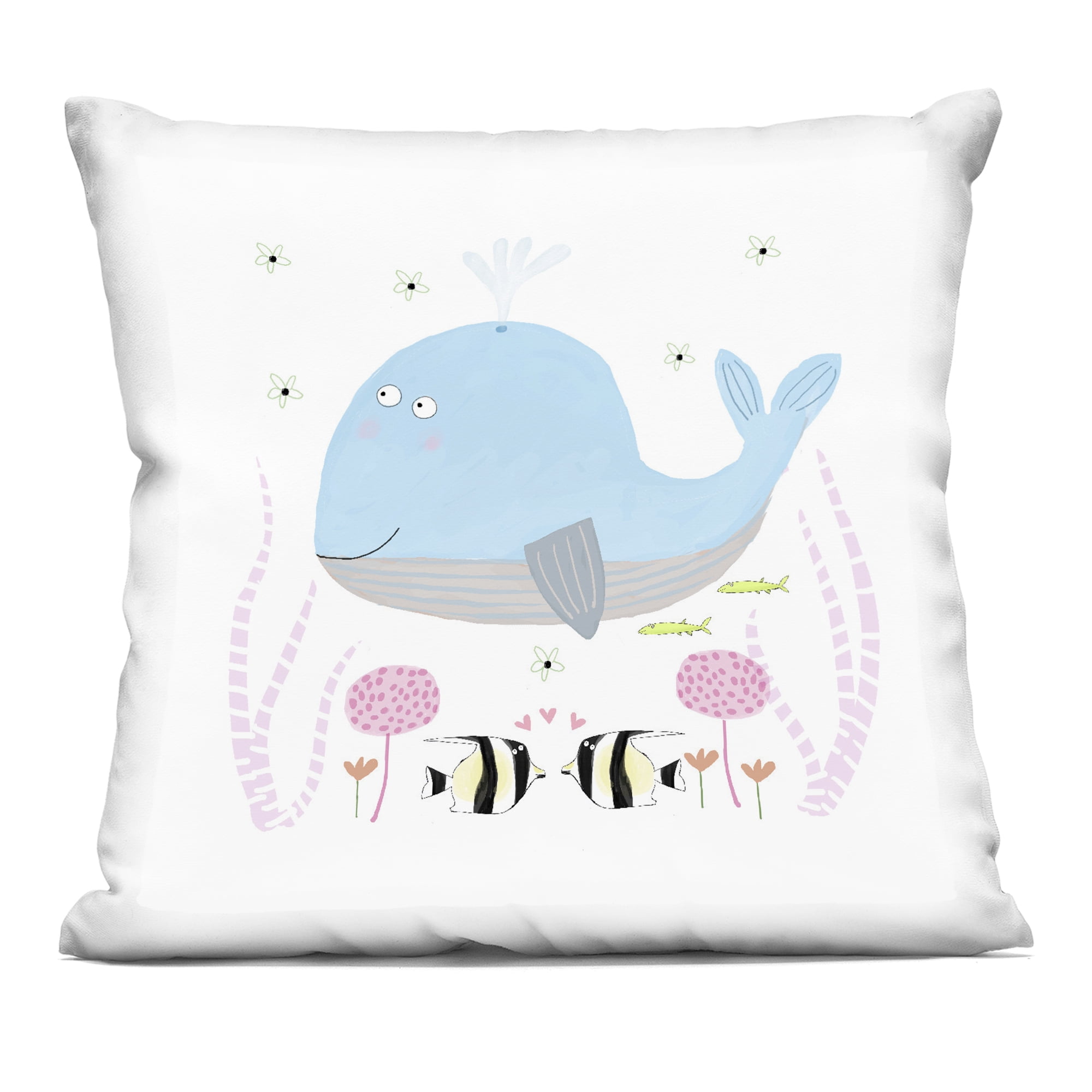 Stupell Industries Baby Whale & Flowers Decorative Printed Throw Pillow design by Carla Daly, 18 x 7 x 18