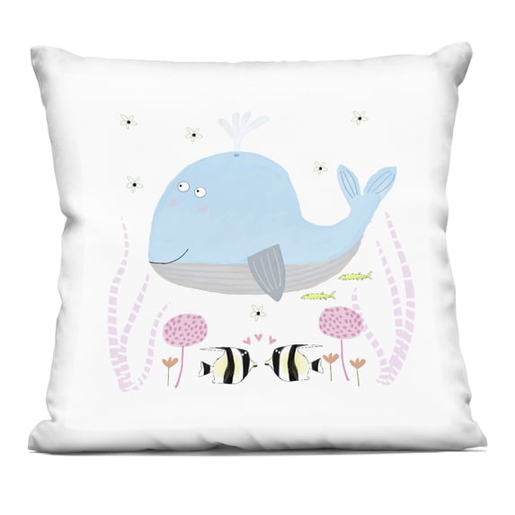 Stupell Industries Baby Whale & Flowers Decorative Printed Throw Pillow design by Carla Daly, 18 x 7 x 18