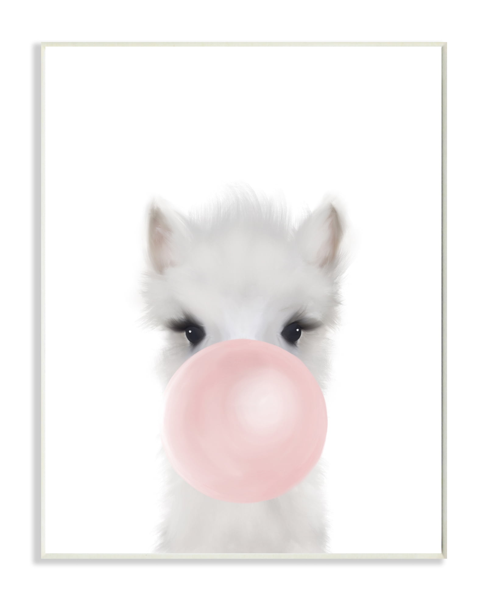 Stupell Industries Baby Woodland Alpaca with Pink Bubble Gum Wall Plaque, 13 x 19, Design by Leah Straatsma