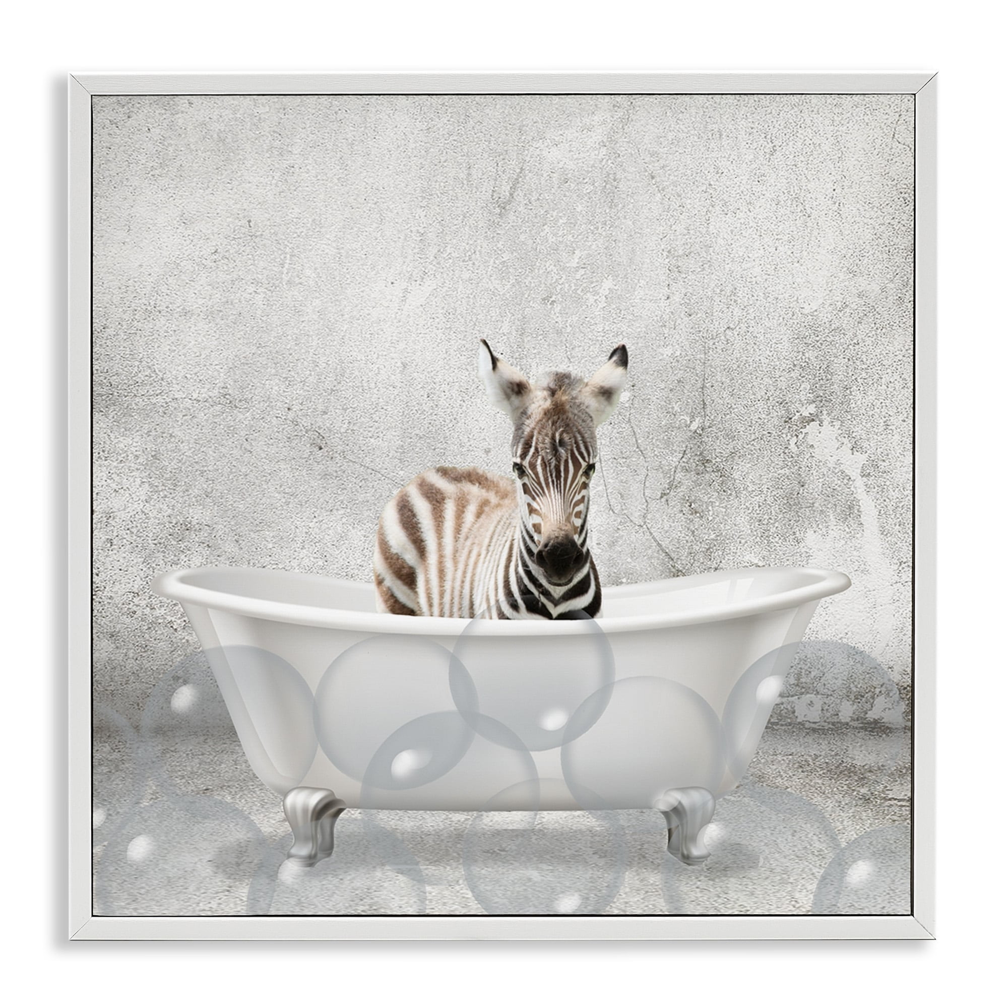 Stupell Industries Baby Zebra Bath Time Cute Animal Design, 12 x 12,Design by Kimberly Allen