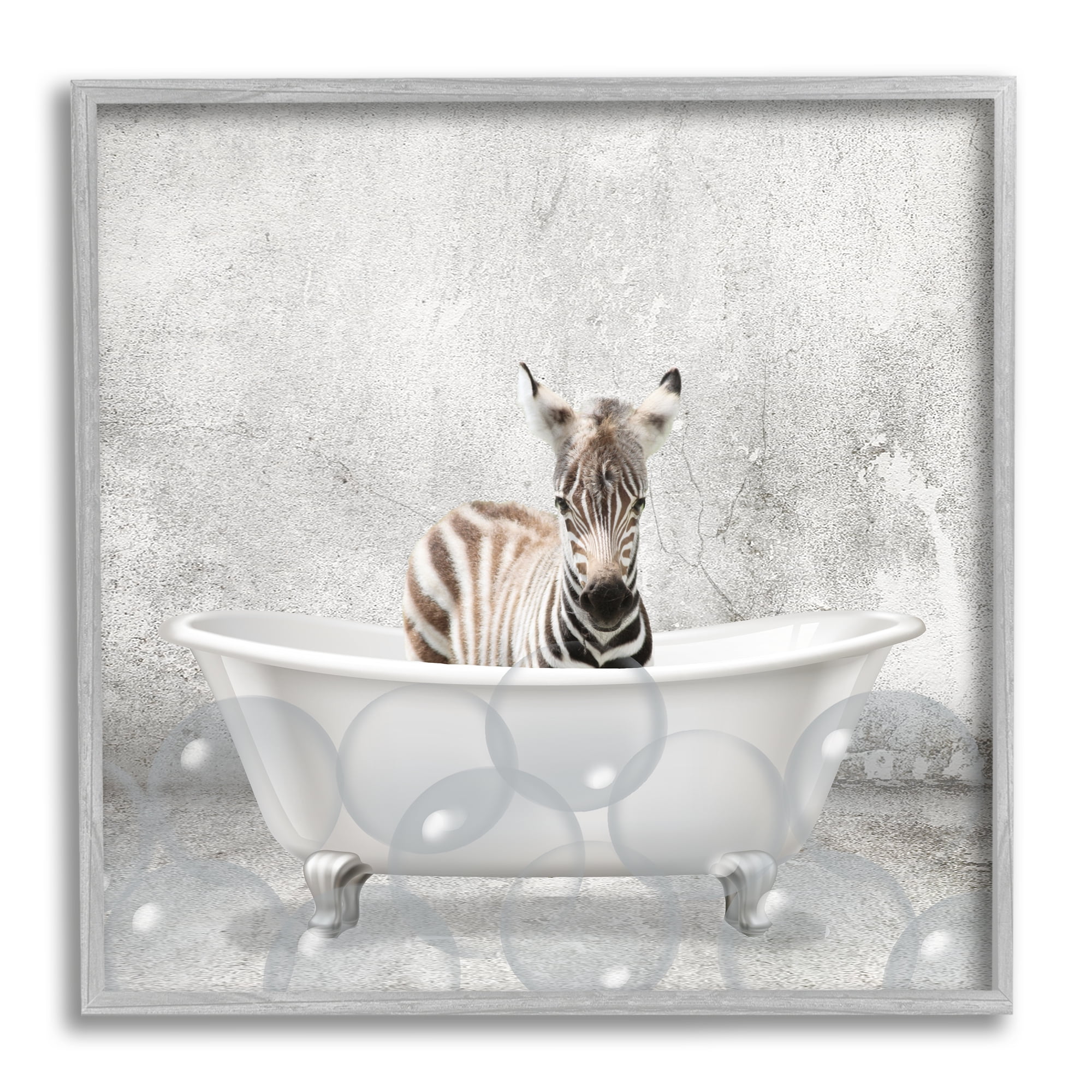 Stupell Industries Baby Zebra Bath Time Cute Animal Design, 12 x 12,Design by Kimberly Allen