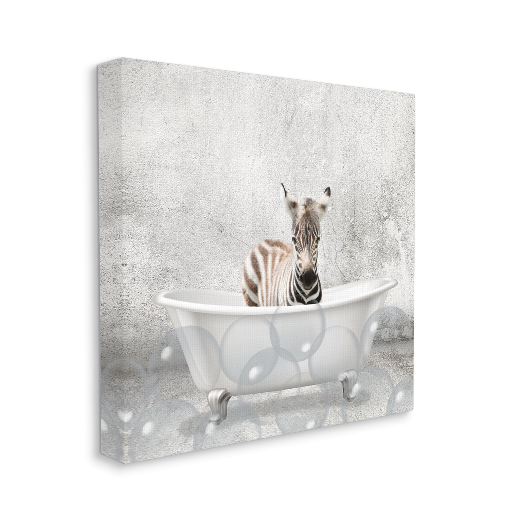 Stupell Industries Baby Zebra Bath Time Cute Animal Design Canvas Wall Art by Kim Allen