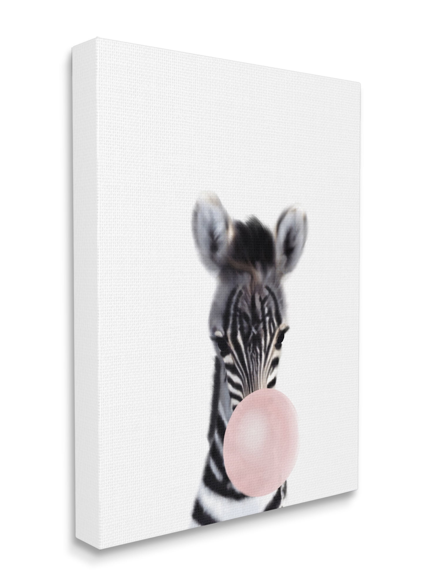 Stupell Industries Baby Zebra with Pink Bubble Gum Safari Animal Canvas Wall Art, 16 x 20, Design by Leah Straatsma