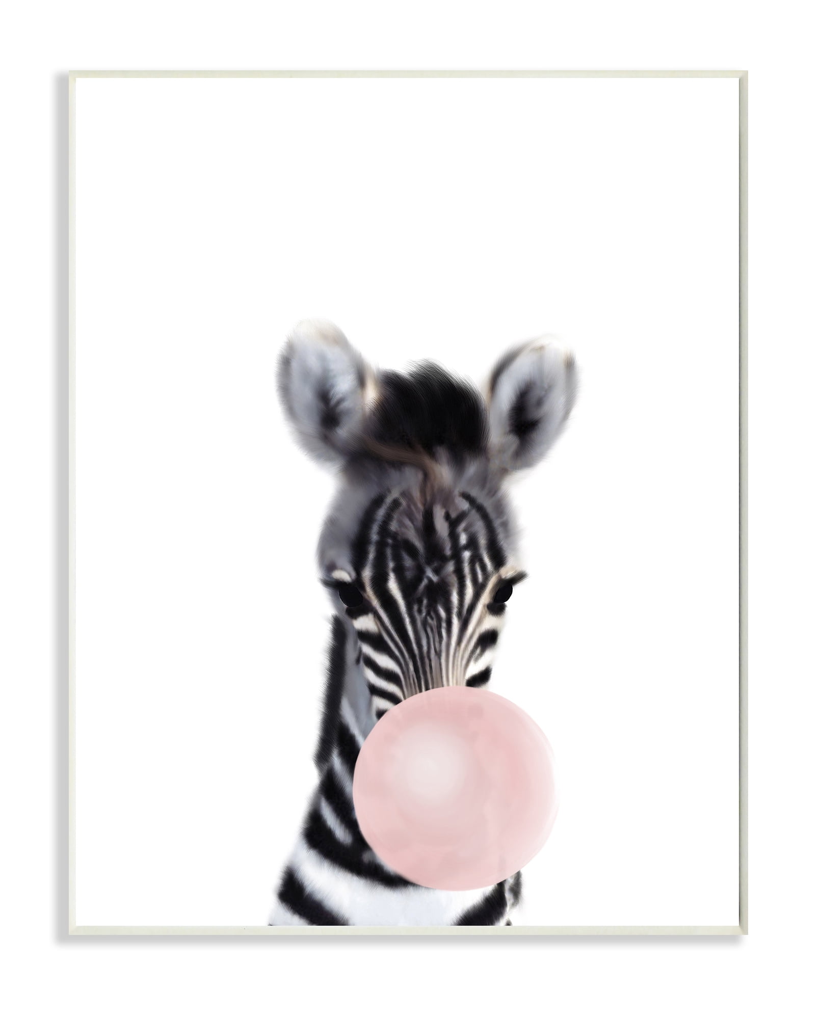 Stupell Industries Baby Zebra with Pink Bubble Gum Safari Animal Wall Plaque, 10 x 15, Design by Leah Straatsma