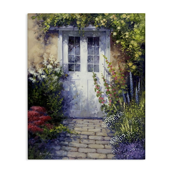 Stupell Industries Back Doorway Plants Buildings & Architecture Painting Wrapped Canvas Art Print Wall Art, 16 x 20
