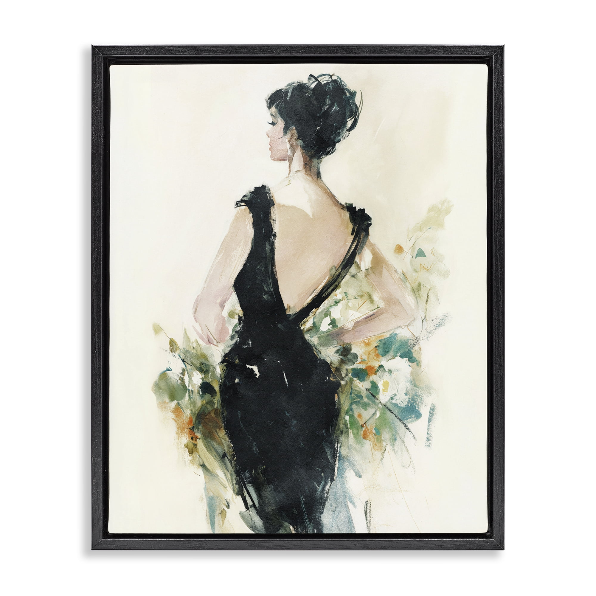 Stupell Industries Backless Reverie Gown Black Framed Floater Canvas Wall Art, design by Svetlana Aleynikova