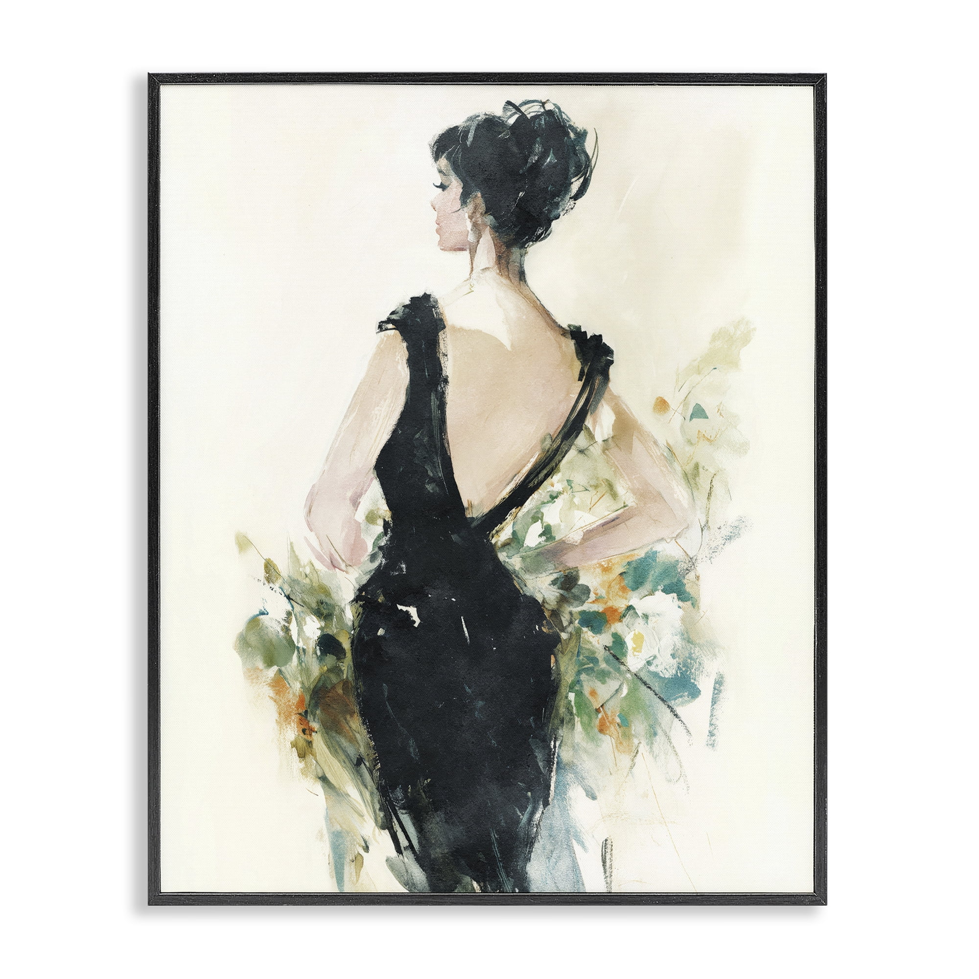 Stupell Industries Backless Reverie Gown Black Framed Giclee Art, design by Svetlana Aleynikova