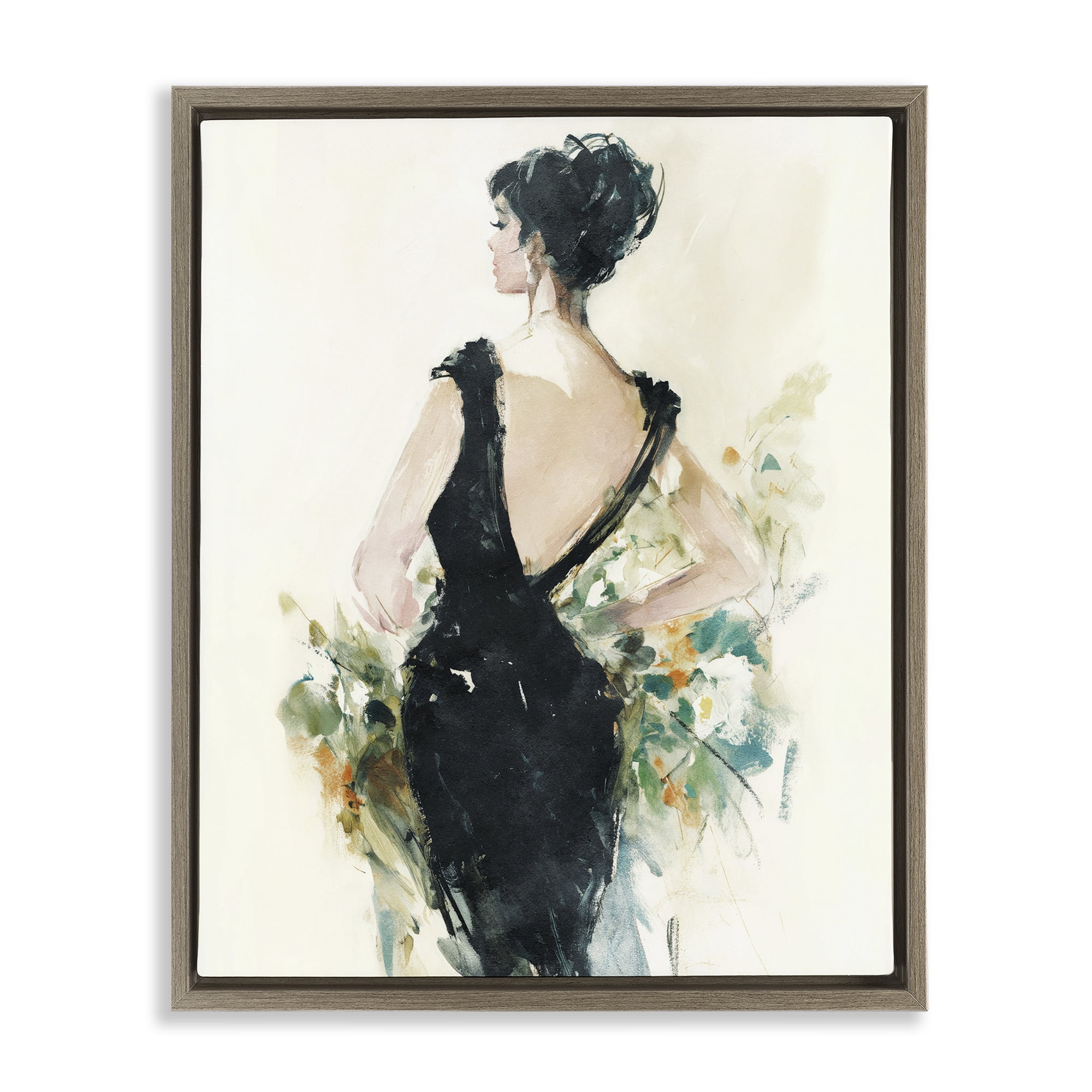 Stupell Industries Backless Reverie Gown Brown Framed Floater Canvas Wall Art, design by Svetlana Aleynikova