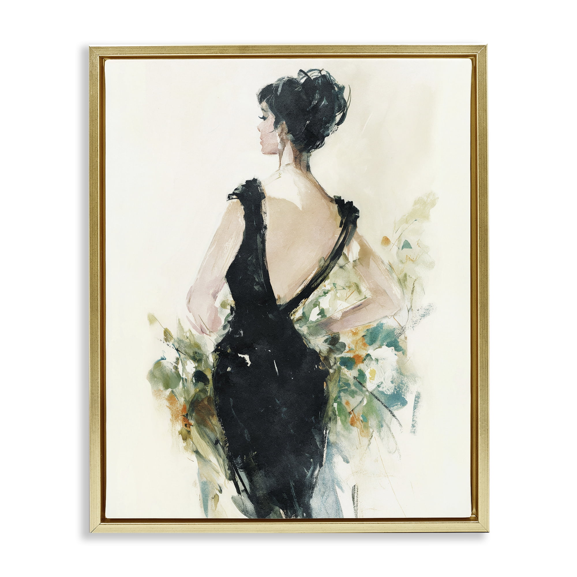 Stupell Industries Backless Reverie Gown Gold Framed Floater Canvas Wall Art, design by Svetlana Aleynikova